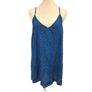 Free People Blue V-Neck Spaghetti Strap Slip Dress, Sz Small